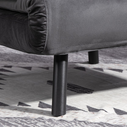 HOMCOM 4-in-1 Velvet-Feel Single Chair Bed, with Pillow - Charcoal Grey 