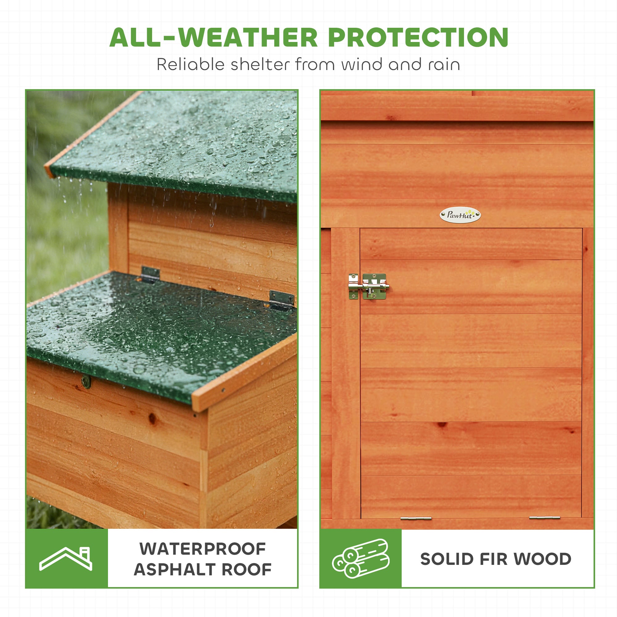 PawHut Chicken Coop, Wooden Hen House with Nesting Box, Pull-Out Tray, Sliding Window, Waterproof Roof, Perches and Ramp 