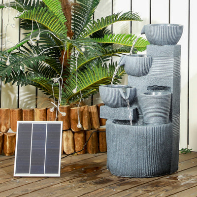 Outsunny Solar Powered Outdoor Water Fountain - Dark Grey 