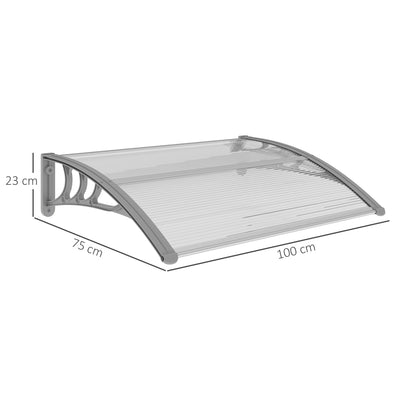 Outsunny Door Canopy Awning Outdoor Window Rain Shelter Cover for Front/Back Door Porch Clear 100 x 75cm 