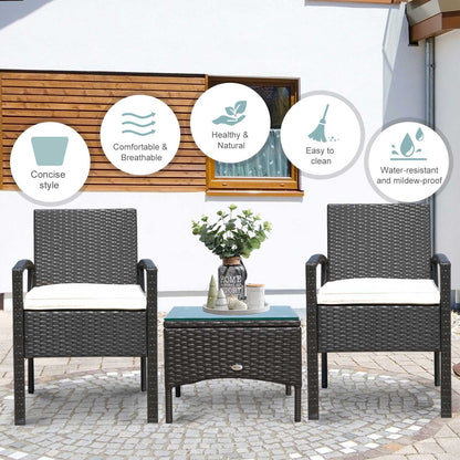 Outsunny 2 Seater Rattan Bistro Set, Steel-Brown 
