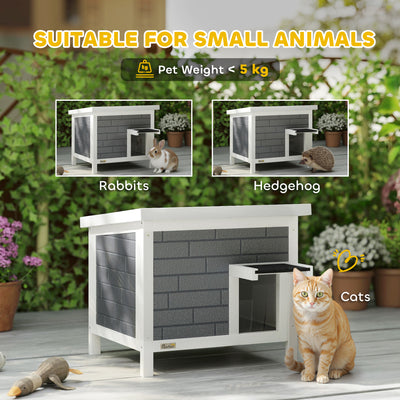 PawHut Outdoor Cat House Insulated with Openable Roof, Weatherproof Feral Cat Shelter for Rabbits, Cats, Grey 