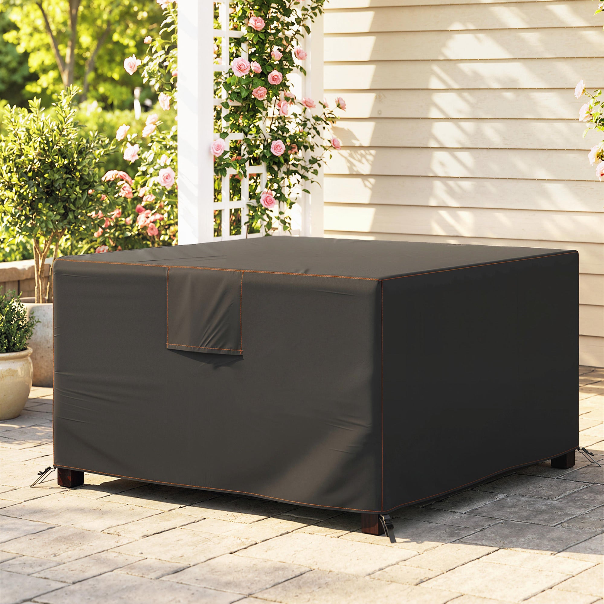 Outsunny Garden Furniture Cover, Waterproof Patio Furniture Cover with Air Vent, 420D Oxford Fabric, 125 x 125 x 74 cm, Black 