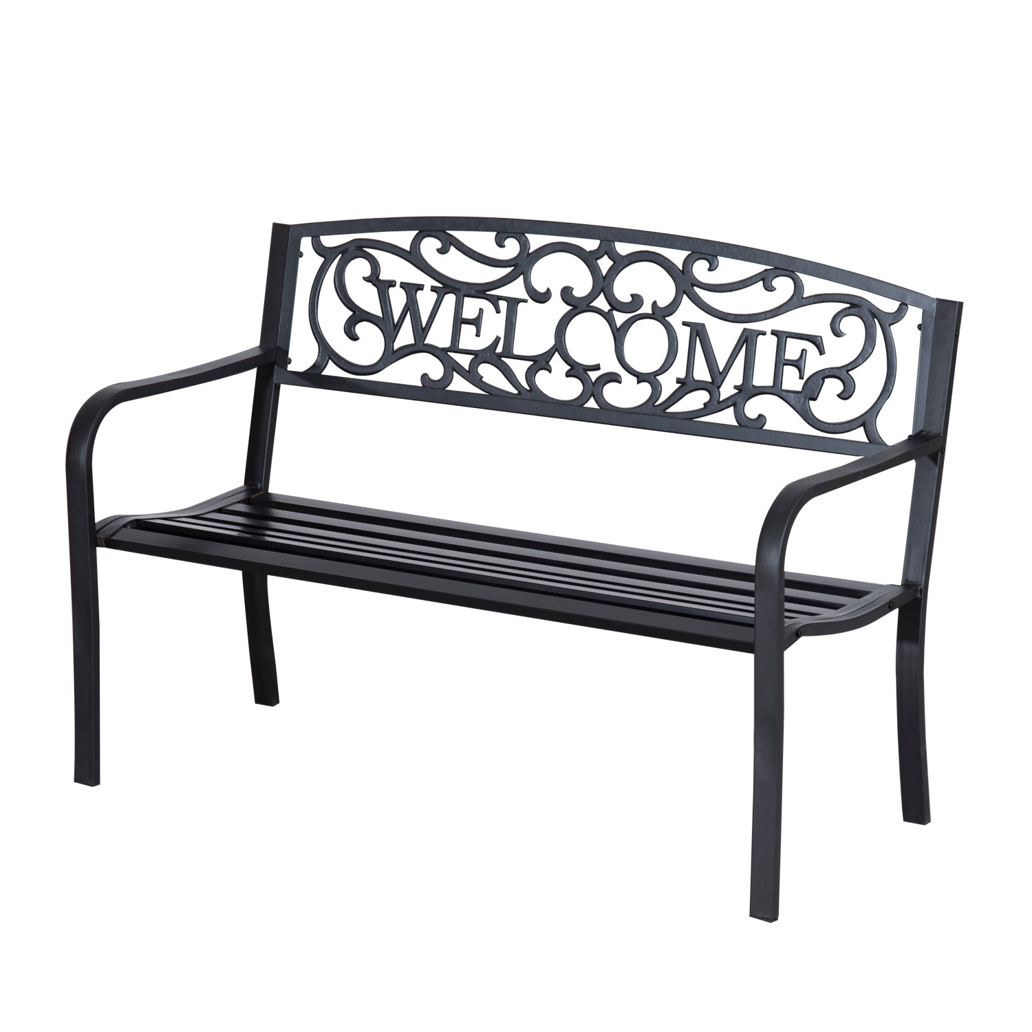 Outsunny 126Lx60Wx85H cm Steel Bench-Black 