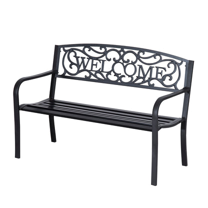 Outsunny 126Lx60Wx85H cm Steel Bench-Black 