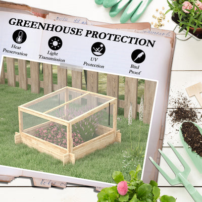 Outsunny 2-In-1 Wooden Greenhouse Planter Box - Natural 