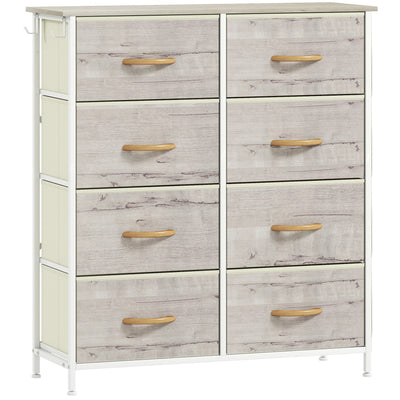 HOMCOM Chest of Eight Fabric Drawers - Natural Wood Finish 