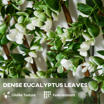 Outsunny 2pc Expanding Garden Trellis, 2 x 1m Faux Decorative Privacy Fence with Artificial Leaves, Privacy Screen Greenery Walls for Garden Balcony, Eucalyptus Leaves 