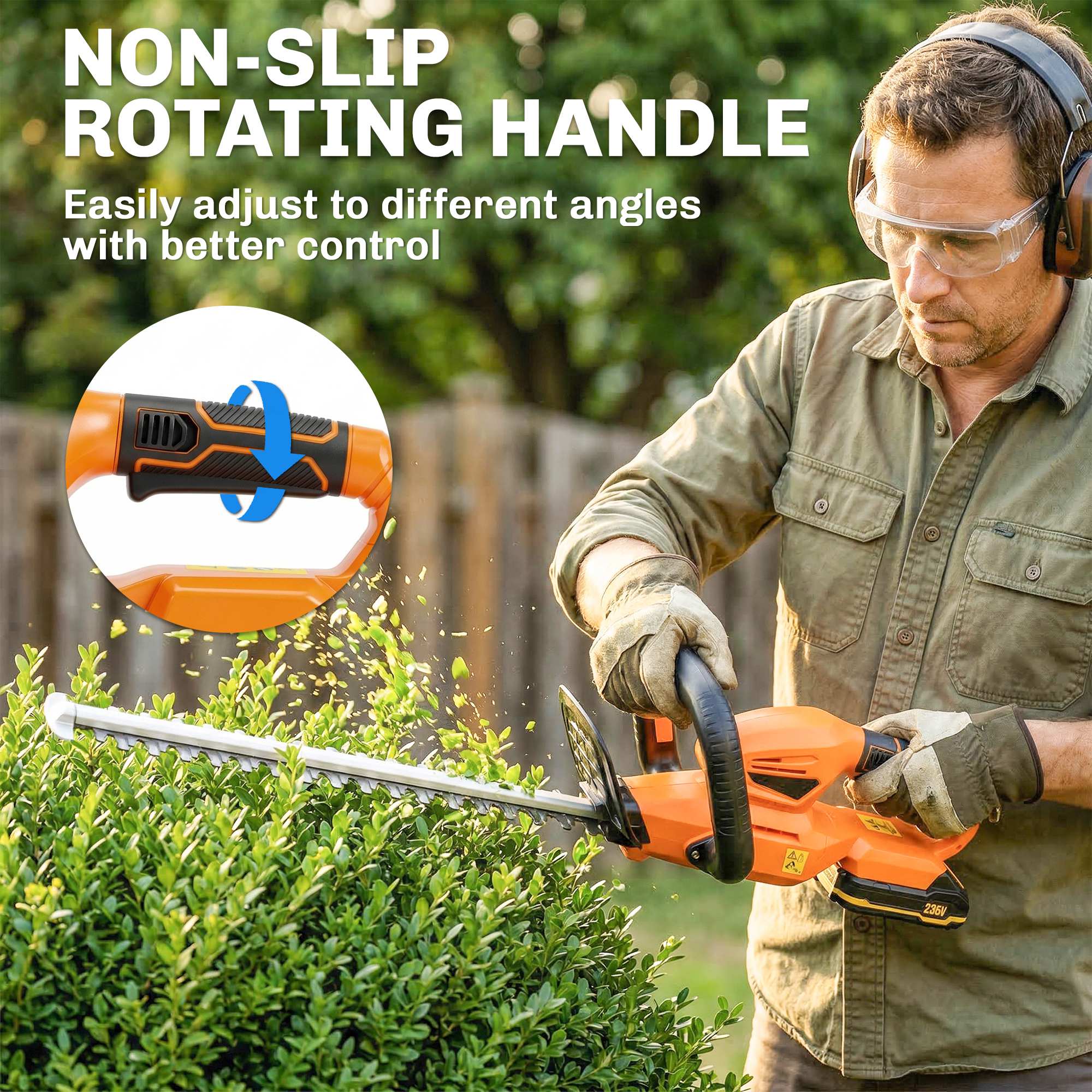 Outsunny 20" Cordless Hedge Trimmer, 18V Electric Hedge Cutter with 51cm Dual Action Blade, 2000mAh Battery and Charger 