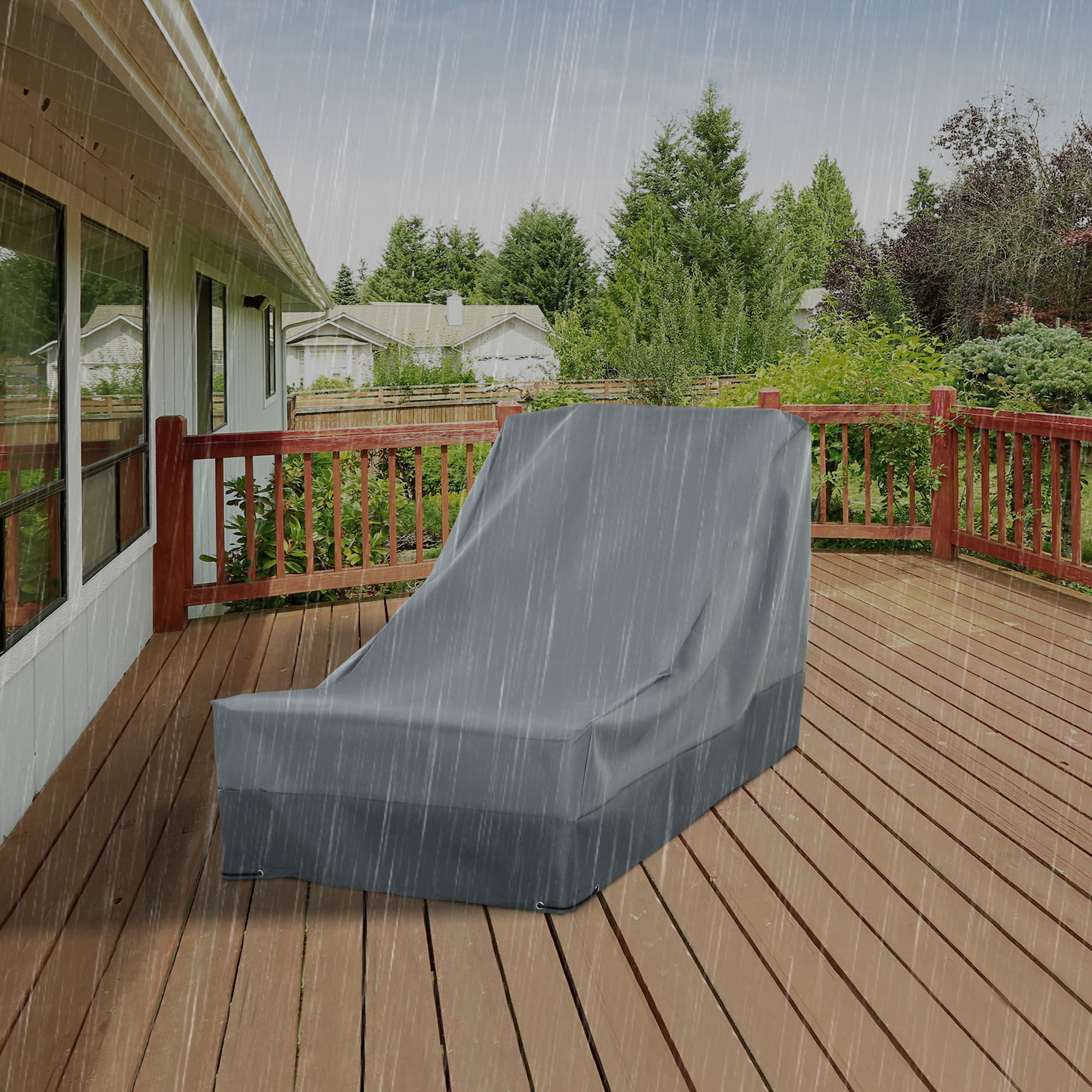 Outsunny Rectangular Patio Furniture Cover for Chairs Water UV Resistant Protection 600D Oxford Fabric Rattan Lounge Clean Cover, 200 x 86 x 82cm 