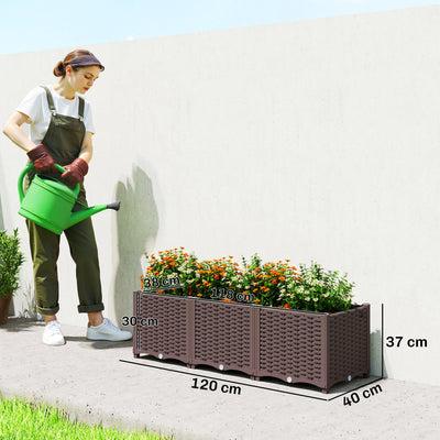 Outsunny Plastic Raised Garden Bed with Legs, Self Watering Elevated Planter Boxes with Drainage Holes and Plugs 