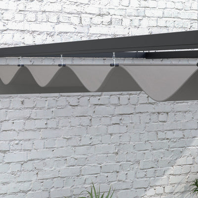 Outsunny 2 x 3(m) Lean To Steel Pergola, with Moving Fabric Canopy - Dark Grey 