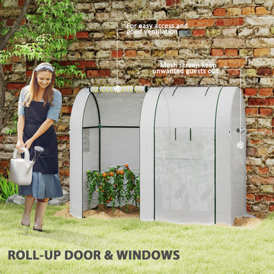 Outsunny 94 x 185cm Mini Two-Room Greenhouse - White 