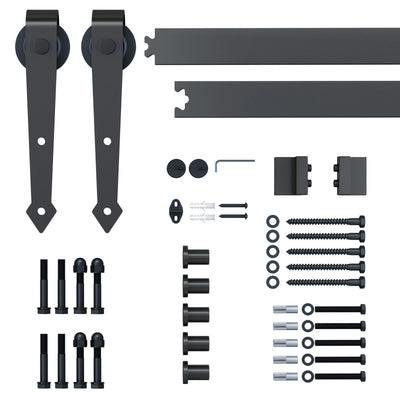 HOMCOM 6.6FT Carbon Steel Sliding Door Kits Barn Hardware Closet Set Antique Style Track System For Single Wooden Door 