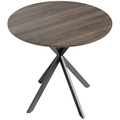 HOMCOM 80cm Industrial Round Dining Table - Brown 