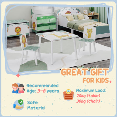 AIYAPLAY 3-Piece Toddler Table and Chair Set, Kids Table with 2 Chairs Set for Bedroom, Nursery, Playroom, Green 