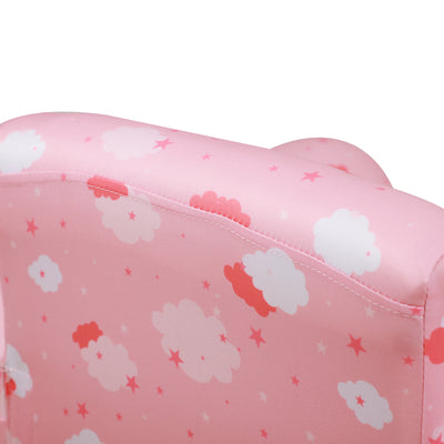 HOMCOM Toddler Chair Children's Armchairs Wood Frame w/ Footrest Anti-Slip Legs High Back Arms for Bedroom Playroom Cute Cloud Star Pink 