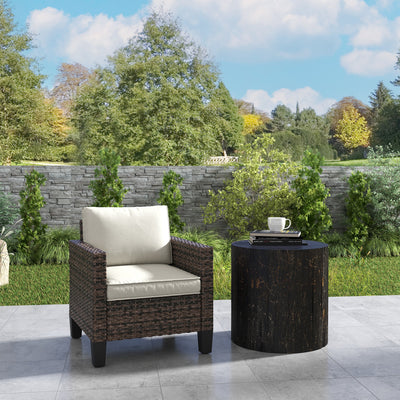 Outsunny Single Rattan Armchair, with Cushions - Brown 