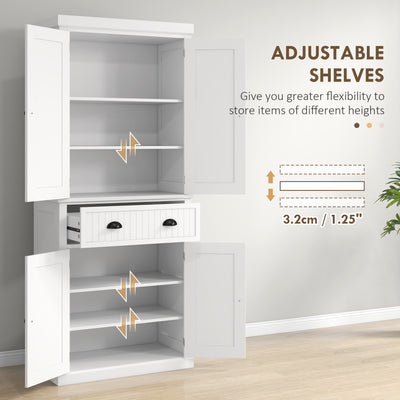 HOMCOM Kitchen Storage Cabinet with Drawer and Adjustable Shelves - White 