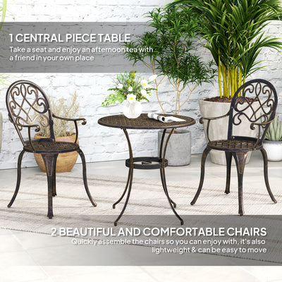 Outsunny Three-Piece Elegant Aluminium Garden Set - Bronze Tone 
