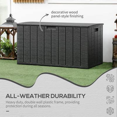 Outsunny 336 Litre Extra Large Outdoor Garden Storage Box, Water-resistant Heavy Duty Double Wall Plastic Container, Garden Furniture Organizer, Deck Cushion Chest with Wheels and Handles, Black 