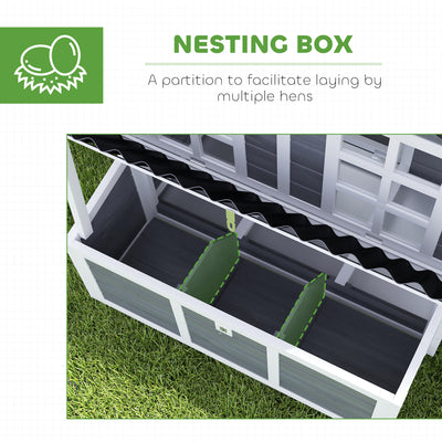 PawHut Wooden Chicken Coop with Nesting Box, Slide-Out Tray, Perches, for 4-6 Chickens, 100 x 86 x 100cm 