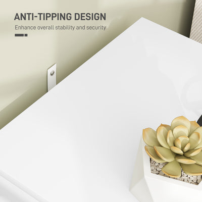 HOMCOM Elegant Two-Drawer Bedside Table - White 