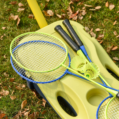 HOMCOM Portable Folding Badminton Net Set with 4 Badminton Rackets and 2 Nylon Shuttlecocks, for Adults Kids Indoor Outdoor Exercise Training 