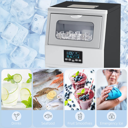 HOMCOM Commercial Ice Maker Machine, Freestanding Industrial Ice Cube Maker with Digital Control, Ice Scoop, Self-cleaning, 4kg Ice Storage, 30kg/24 Hours for Home, Office, Bar, Restaurant 