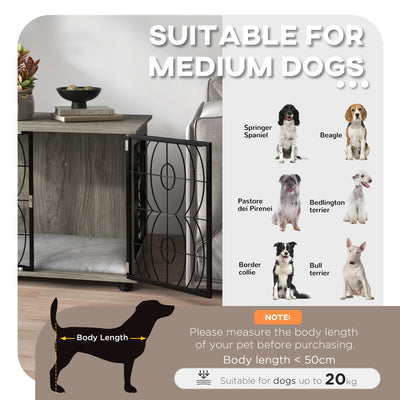 PawHut Indoor Dog Crate Furniture End Table w/ Plush Washable Cushion, Lockable Door, for Medium Dogs 