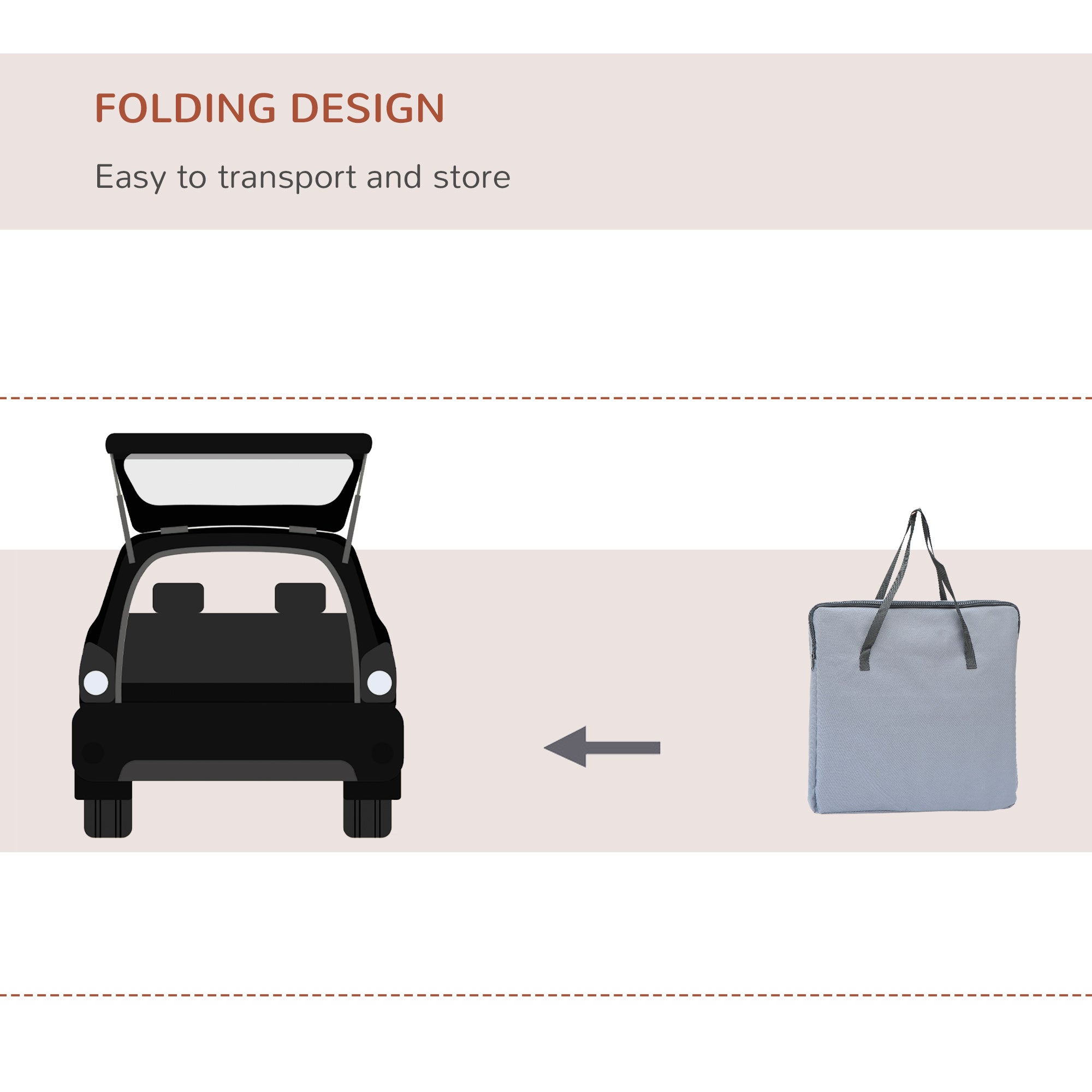 PawHut Pet Carrier Folding Bag Car Seat Cat Dog Puppy Kennel Portable Travel Cage Tote Case Mesh Holder House Grey 
