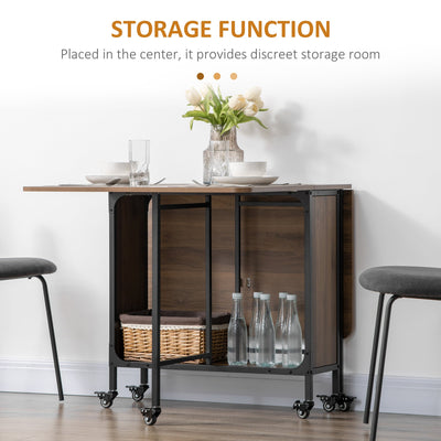 HOMCOM Six-Person Drop Leaf Dining Table - Brown/Black 