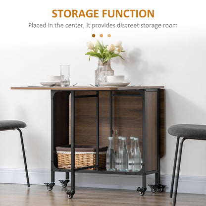 HOMCOM Six-Person Drop Leaf Dining Table - Brown/Black 