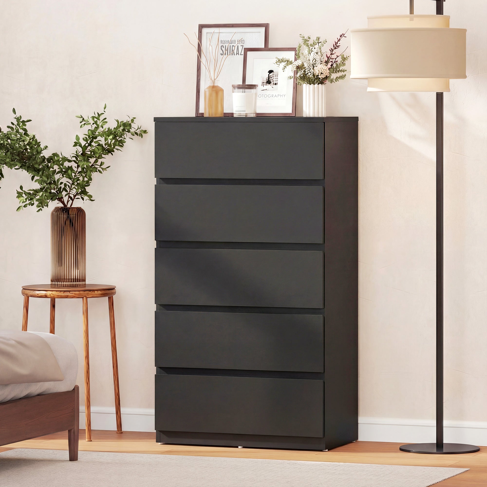 HOMCOM Chest of Drawers, 5-Drawer Storage Cabinets, Modern Dresser, Storage Drawer Unit for Bedroom 