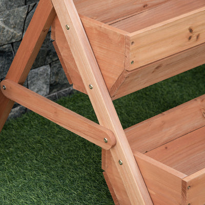 Outsunny 3 Tier Raised Garden Bed Wooden Elevated Planter Box Kit, 66L for Flower, Vegetable, Herb, 65x75x78cm, Brown 