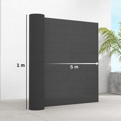 Outsunny 2Pcs Plastic Privacy Screening Fence, 1m x 5 m Waterproof Windbreak Fence, Dark Grey 
