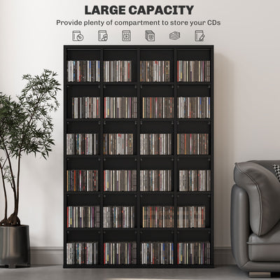 HOMCOM CD Storage Unit with Adjustable Shelves, 89 x 130.5 cm, Black 