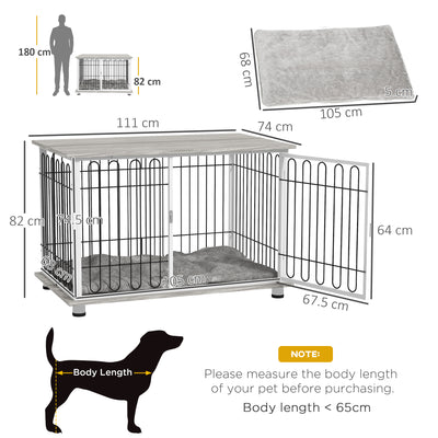 PawHut Indoor Dog Crate Furniture, Side End Table, with Soft Washable Cushion, Lockable Doors, for Large Dogs 