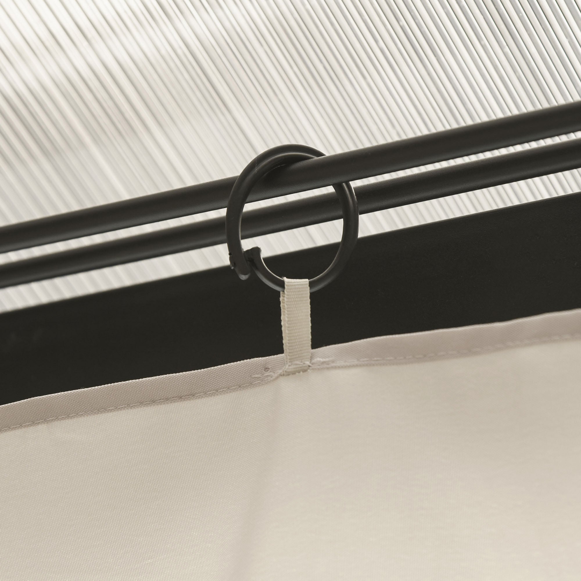 Outsunny Replacement Gazebo Curtains, 4-Panel Gazebo Side Panels Only, for 3 x 3 (M) Gazebos or Pergolas, Hooks/C-Rings Included, Beige 