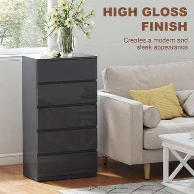 HOMCOM Chest of Drawers, 5-Drawer Storage Cabinets, Modern Dresser, Storage Drawer Unit for Bedroom 