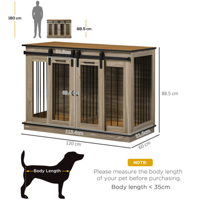 PawHut Dog Crate Furniture for Large Dogs, Double Dog Cage for Small Dogs, with Sliding Doors - Oak Tone 