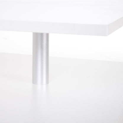 HOMCOM Coffee Table with Storage, 2-Tier Centre Table, Modern Living Room Table with Open Shelf and Aluminium Poles, White 
