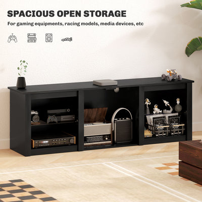 HOMCOM 65" TV Stand, with LED Lights and Storage - Black 