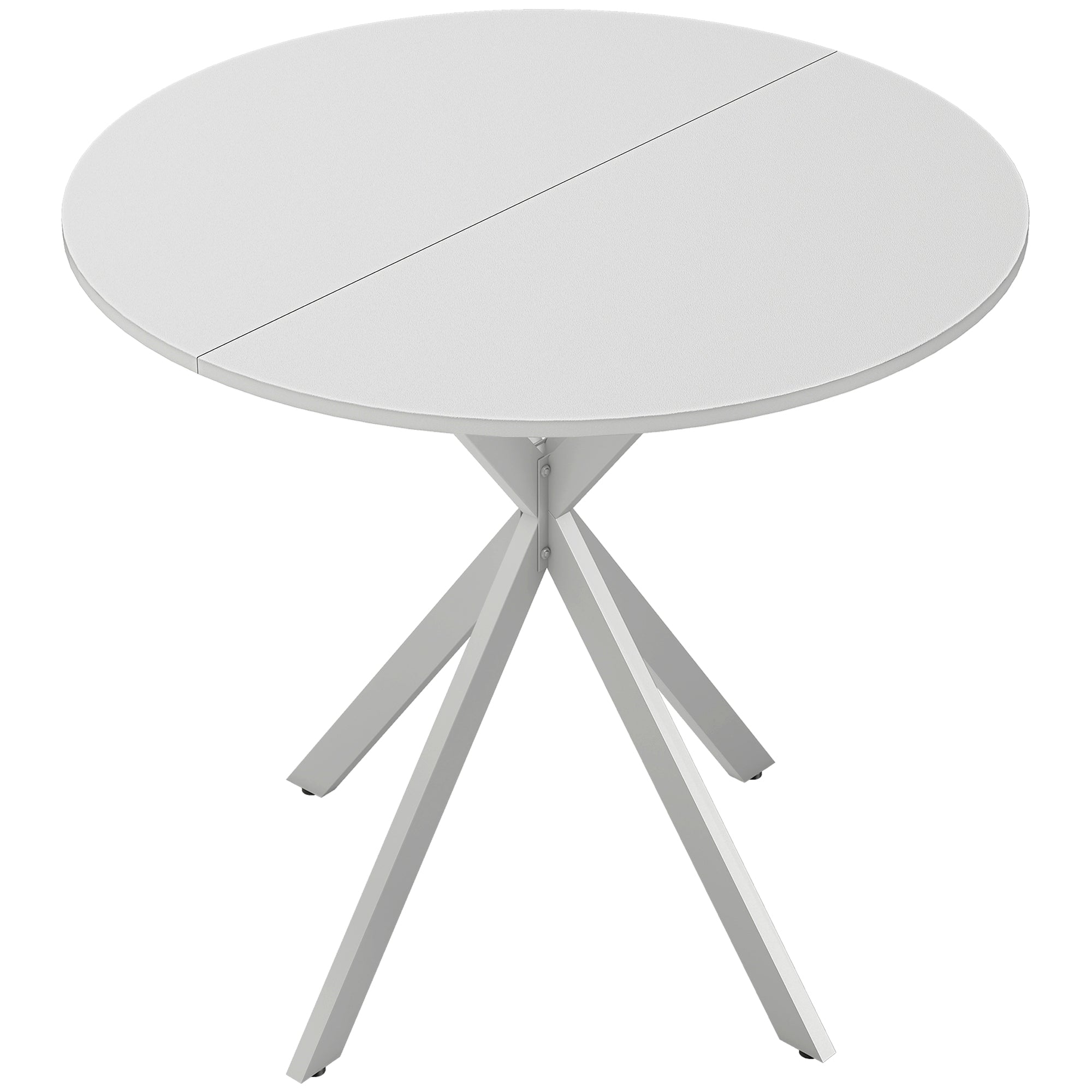 HOMCOM 80cm Industrial Round Dining Table - White 