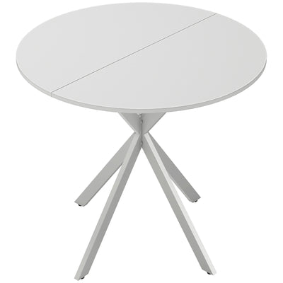 HOMCOM 80cm Industrial Round Dining Table - White 