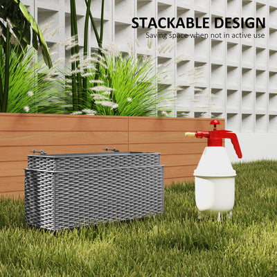Outsunny Set of Two Rattan-Effect Planters - Grey 