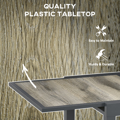Outsunny Extending Garden Table, Outdoor Dining Table for 6, Aluminium Frame Rectangular Patio Table with Plastic Board Tabletop,80/160L x 80W x 75H cm, Beige 