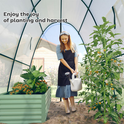Outsunny Polytunnel Greenhouse with Sandbags, Walk-In Tunnel Green House with 2 Doors and Screen Windows, 1.8 x 1.8 x 2m, White 