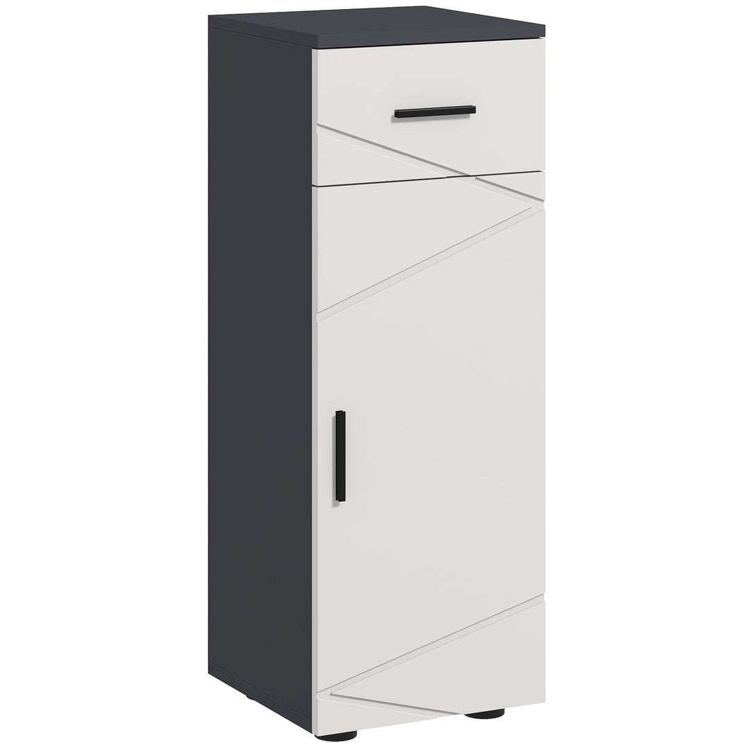 kleankin Slim Bathroom Cabinet, Narrow Bathroom Storage Cabinet with Drawer, Door Cupboard, Adjustable Shelf and Soft Close Mechanism, Grey 