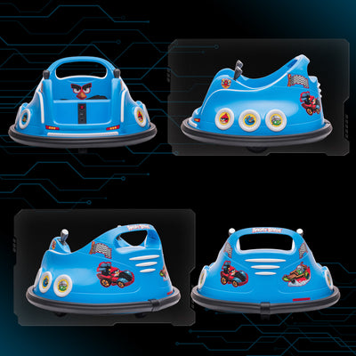 AIYAPLAY Angry Bird Licensed Waltzer Car, 12V Kids Bumper Car w/ Joysticks, Remote, Music LED Lights - Blue 